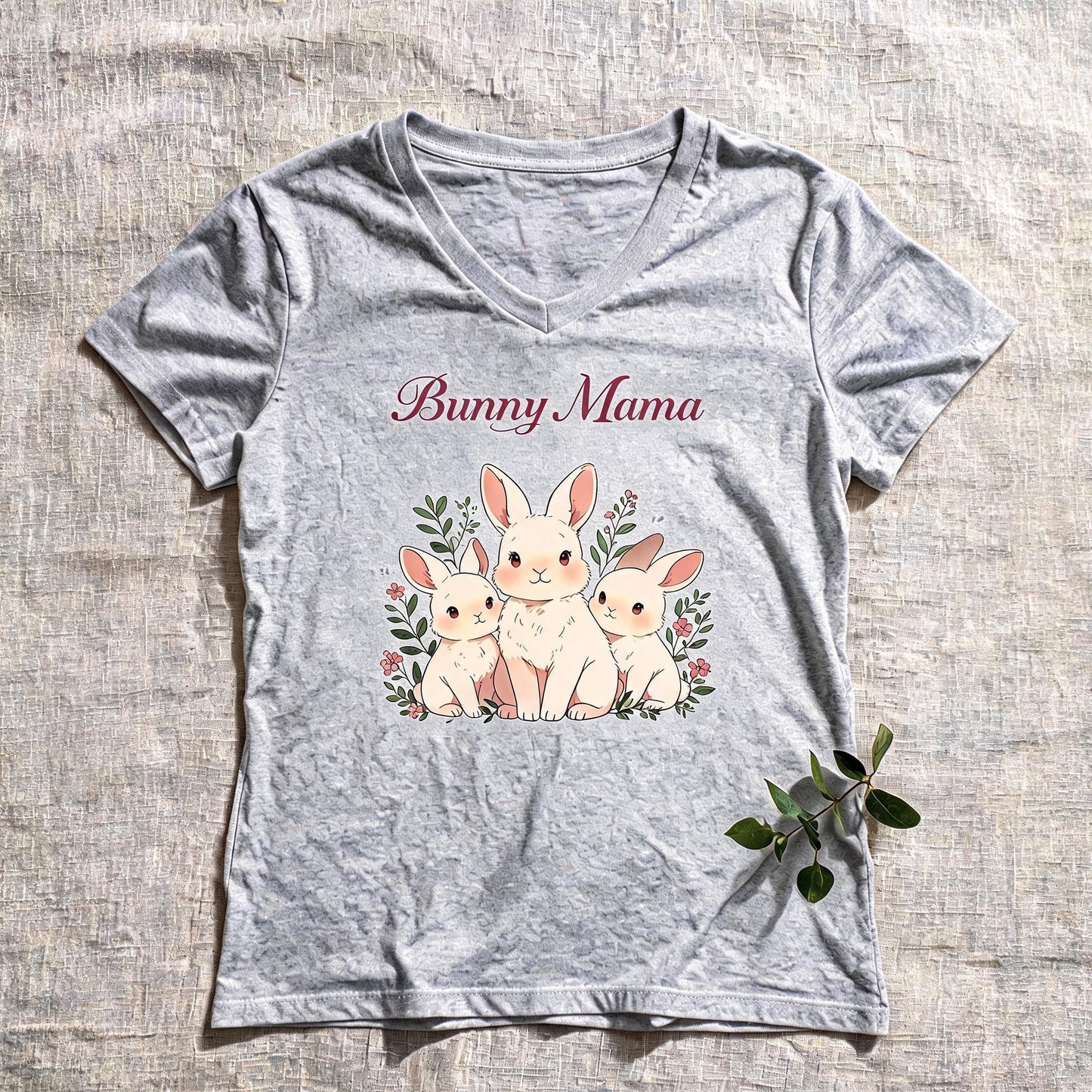 Bunny Mama V-Neck T-Shirt | Cute Rabbit Mom Gift for Bunny Lovers