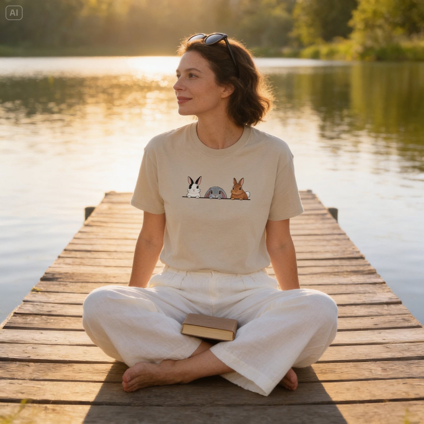 Cute 3 Bunnies Peeking T-Shirt | Soft Unisex Tee for Rabbit Lovers