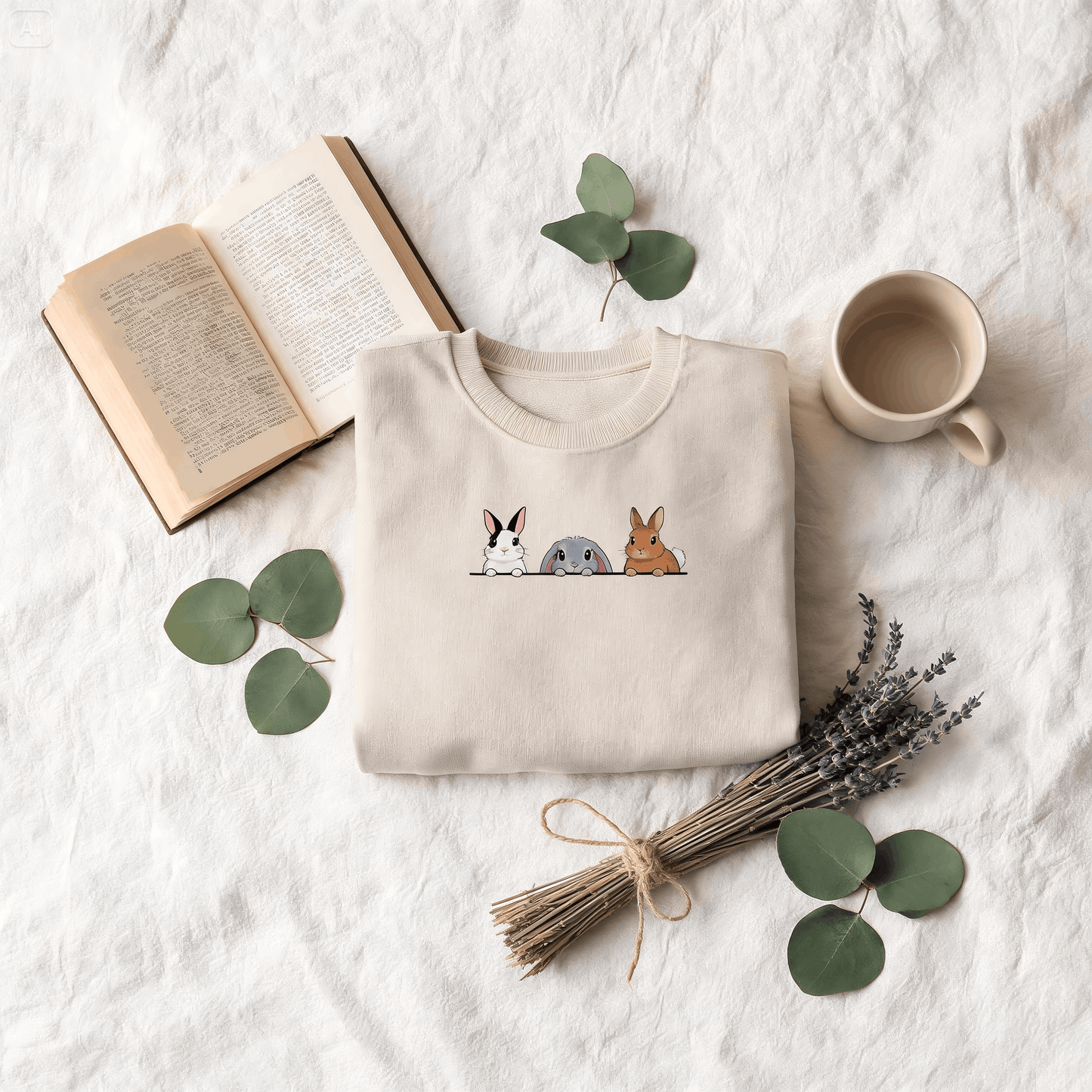 Three Peeking Bunnies Crewneck