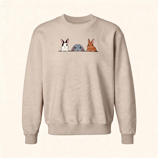 Three Peeking Bunnies Crewneck