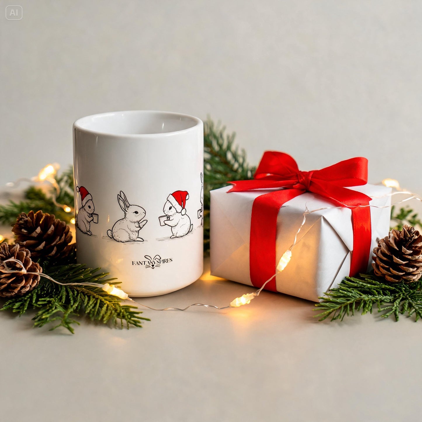 Cute Bunny Christmas Mug - 15oz Ceramic Mug