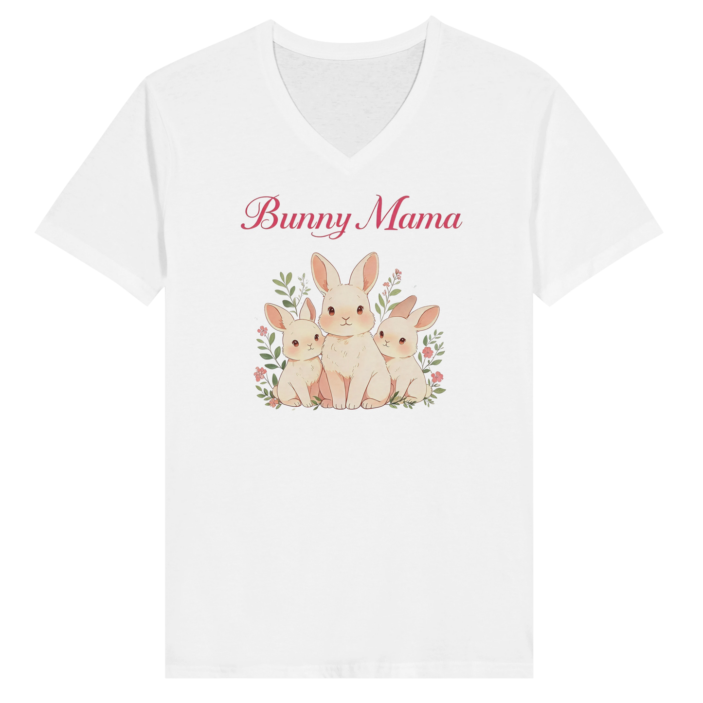 Bunny Mama V-Neck T-Shirt | Cute Rabbit Mom Gift for Bunny Lovers